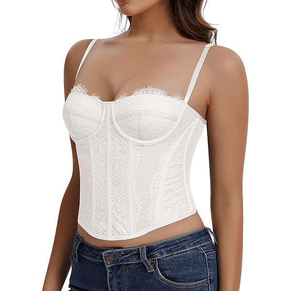 ZXUZKEA Corset Tops for Women Summer Lace Corset Top Bustier Mesh
